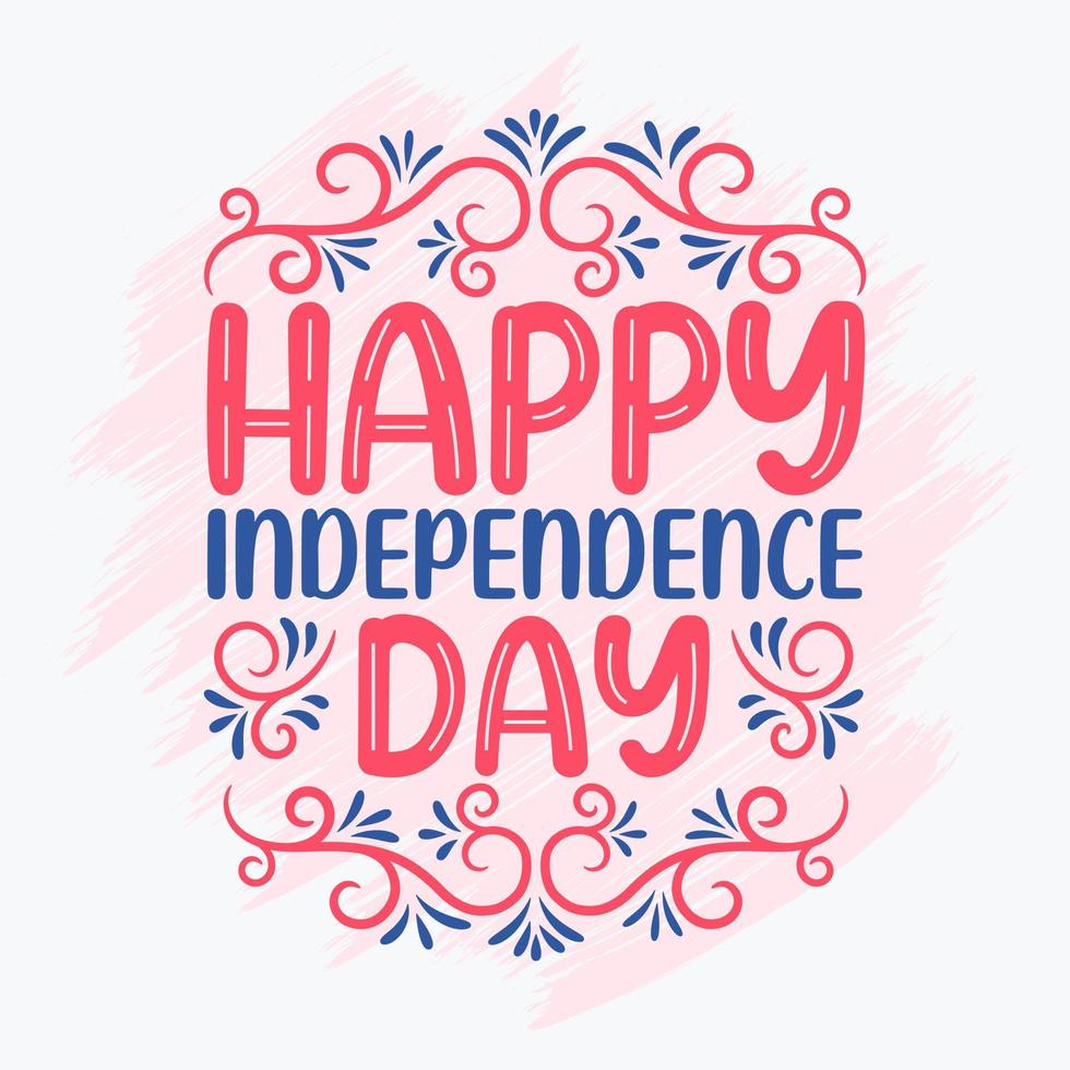 Happy Independence day, Happy 4th of July lettering Free Vector