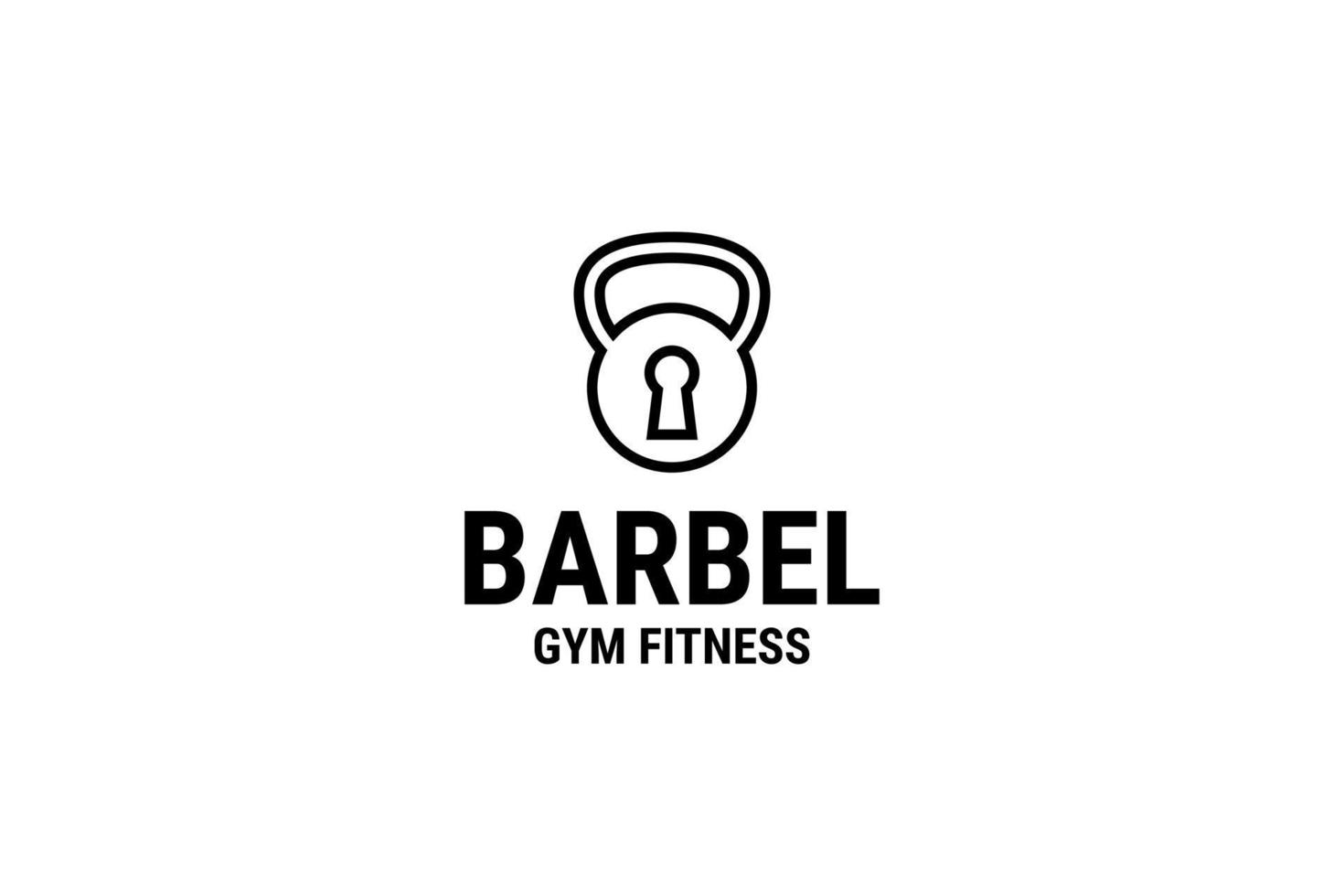 Flat gym fitness barbel lock logo design vector illustration