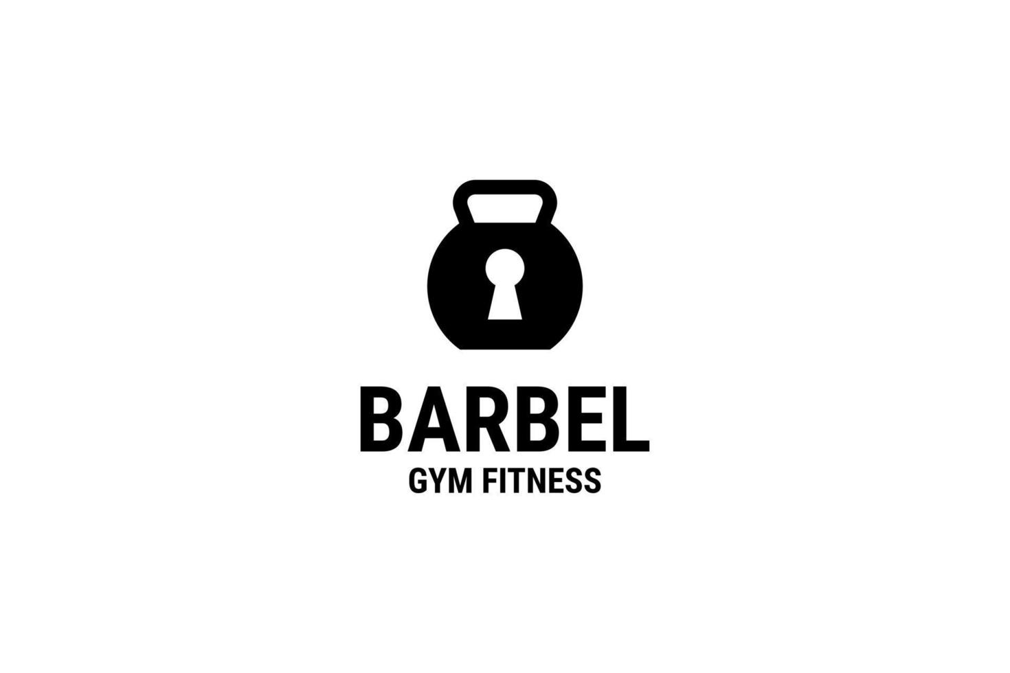 ilustración de vector de diseño de logotipo de bloqueo de barbel de fitness de gimnasio plano