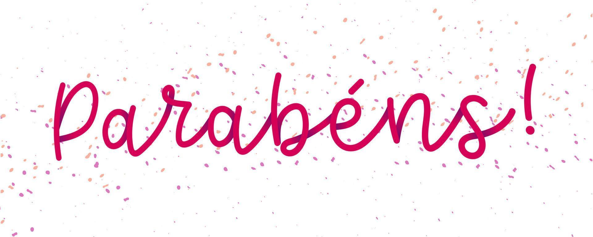 Hand cursive word red Happy Birthday in Brazilian Portuguese with confetti. Translation - Happy Birthday 13701807 Vector Art at Vecteezy