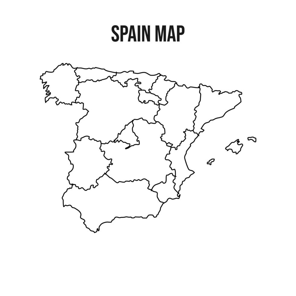 Spain map vector. Spain map with territory line. vector illustration simple spain maps.