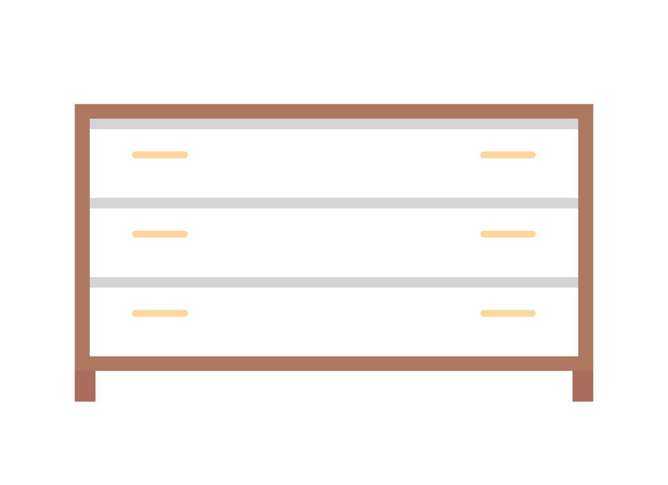 Bedroom dresser semi flat color vector object. Editable element. Full sized item on white. Home interior design simple cartoon style illustration for web graphic design and animation