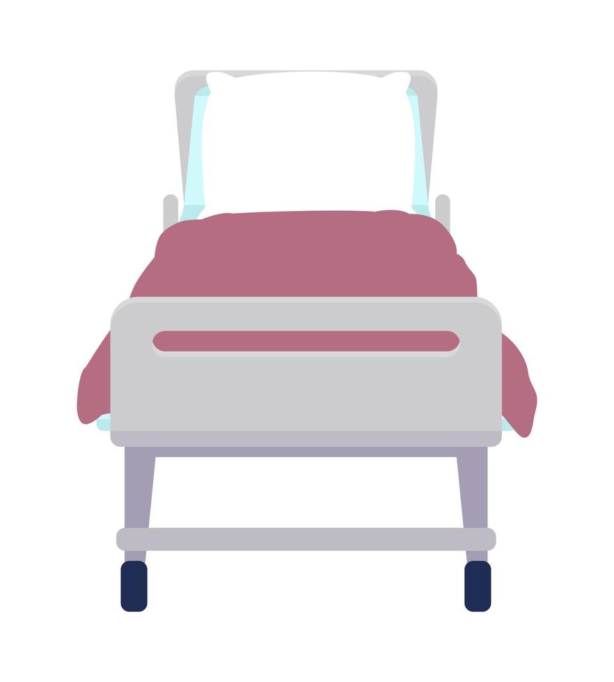 cama de hospital objeto vectorial de color semiplano. elemento editable. artículo de tamaño completo en blanco. muebles cómodos para pacientes ilustración de estilo de dibujos animados simple para diseño gráfico web y animación vector