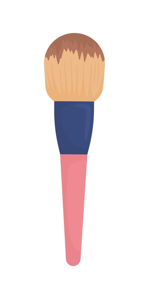 Cosmetic brush with short handle semi flat color vector object. Makeup tool. Editable element. Full sized item on white. Simple cartoon style illustration for web graphic design and animation