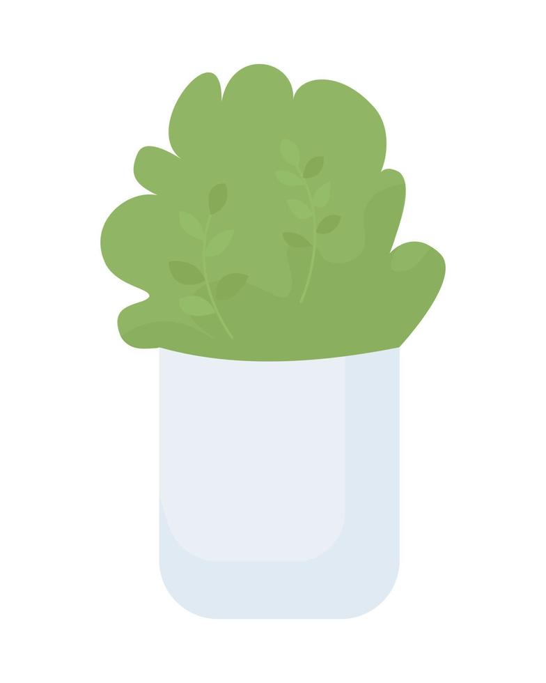 Small potted bush semi flat color vector object. Editable element. Full sized item on white. Urban greenery care simple cartoon style illustration for web graphic design and animation