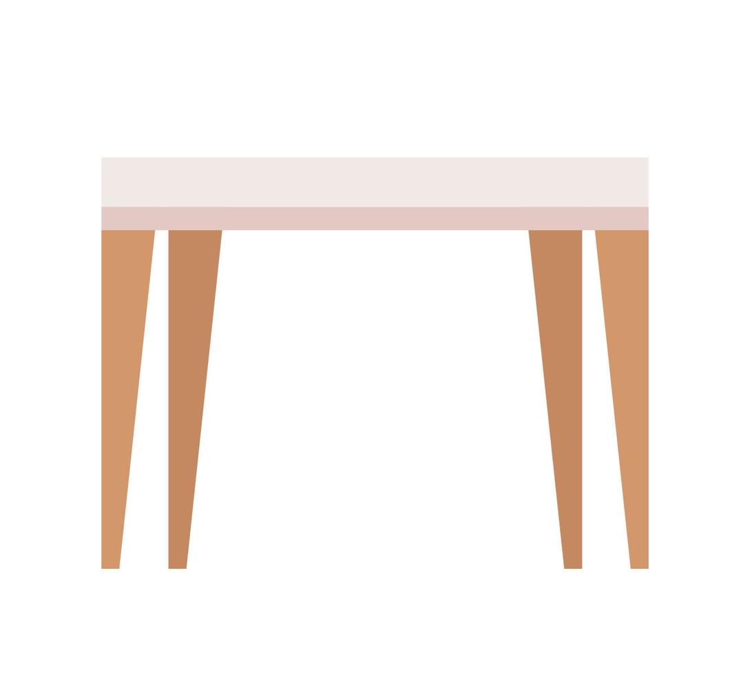 Table semi flat color vector object. Desk for kitchen and office. Editable element. Full sized item on white. Interior element simple cartoon style illustration for web graphic design and animation