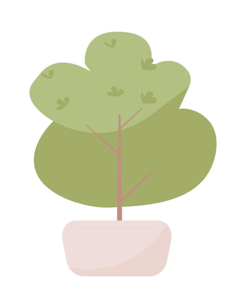 objeto de vector de color semiplano de árbol decorativo en maceta. elemento editable. artículo de tamaño completo en blanco. ilustración de estilo de dibujos animados simple de diseño de interiores para diseño gráfico web y animación