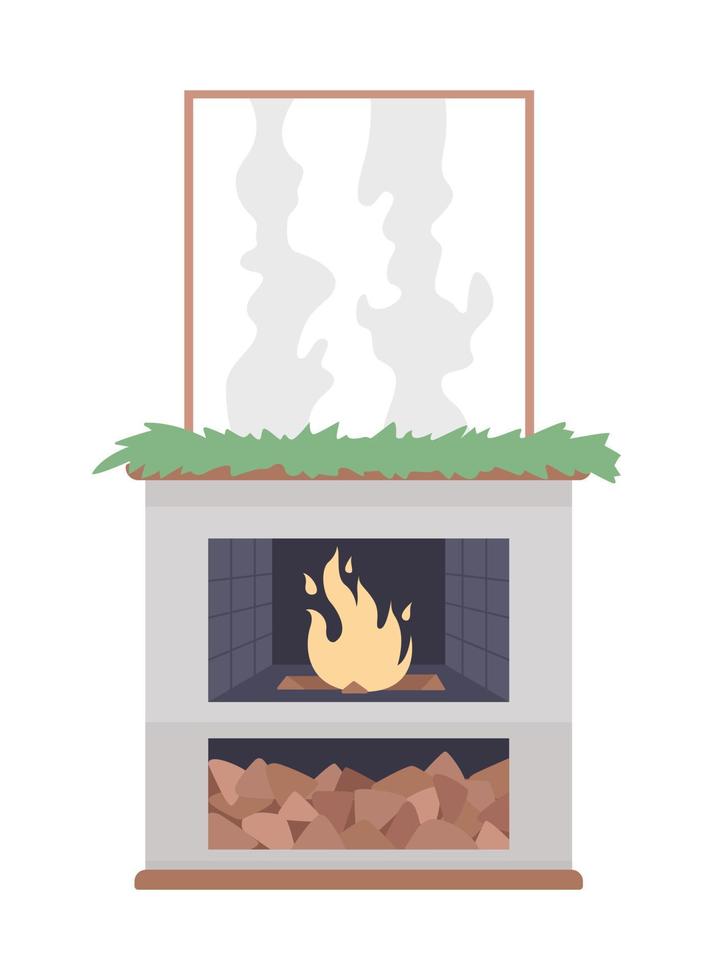 objeto de vector de color semiplano de chimenea. elemento editable. artículo de tamaño completo en blanco. estilo de vida de lujo. ilustración de estilo de dibujos animados simple interior de la casa para diseño gráfico web y animación