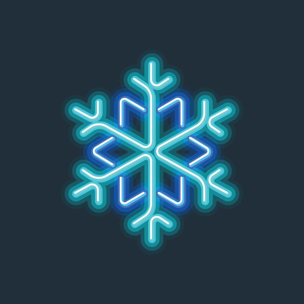 Snowflake glowing neon sign hard edge gradient vector illustration