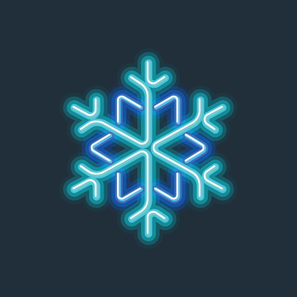 copo de nieve brillante neón signo borde duro gradiente vector ilustración