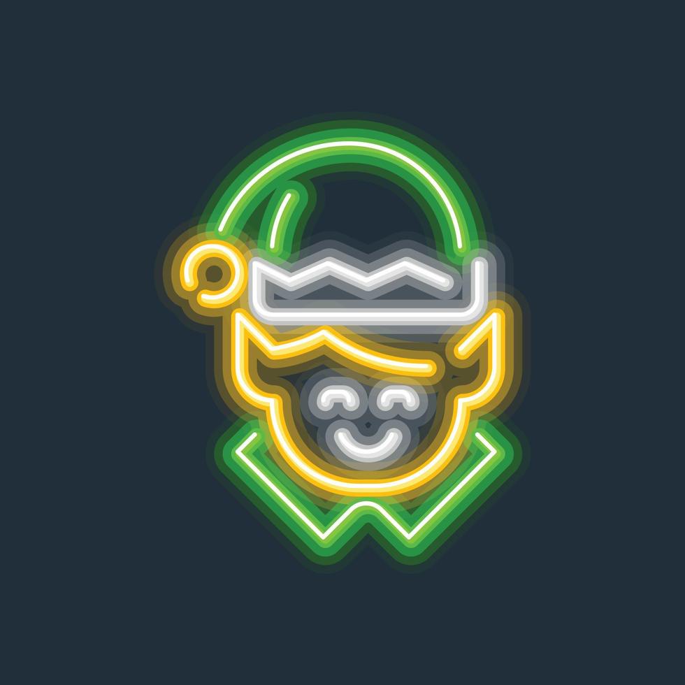 Christmas elf glowing neon sign hard edge gradient vector illustration