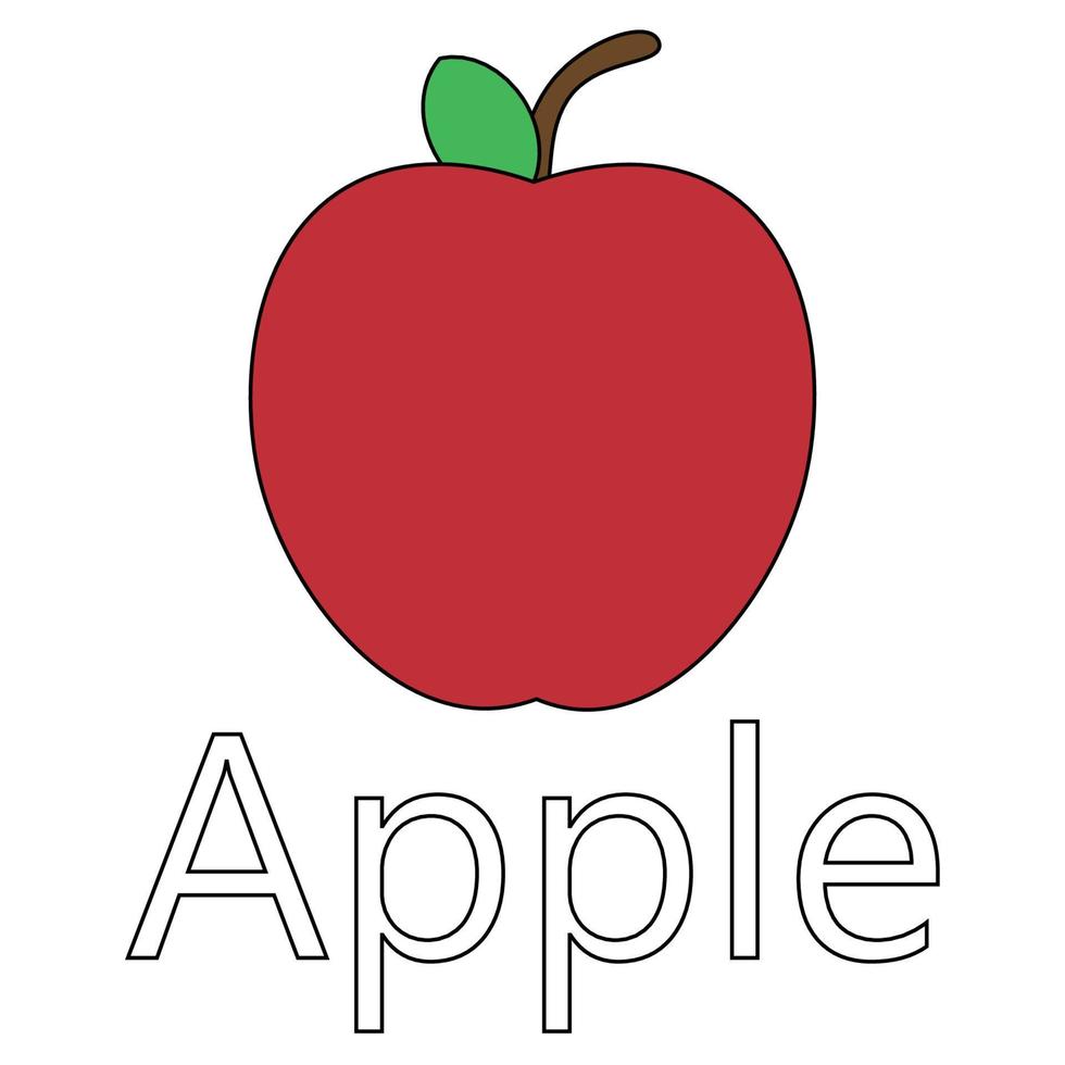 vector de serie de frutas, lindo vector de frutas de manzana. ideal para el aprendizaje de los niños, así como para los iconos.