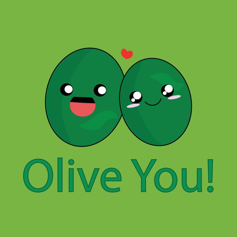 Fruit series vector, cute olive fruit vector. Great for learning for kids as well as as icons. vector