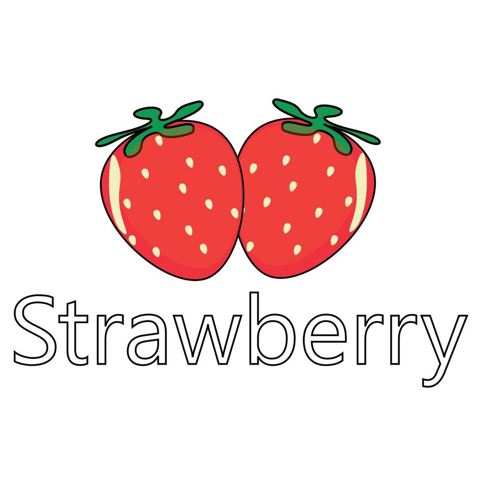Vector of the fruit series, vector of cute strawberry berries. Great for learning for kids as well as as icons.
