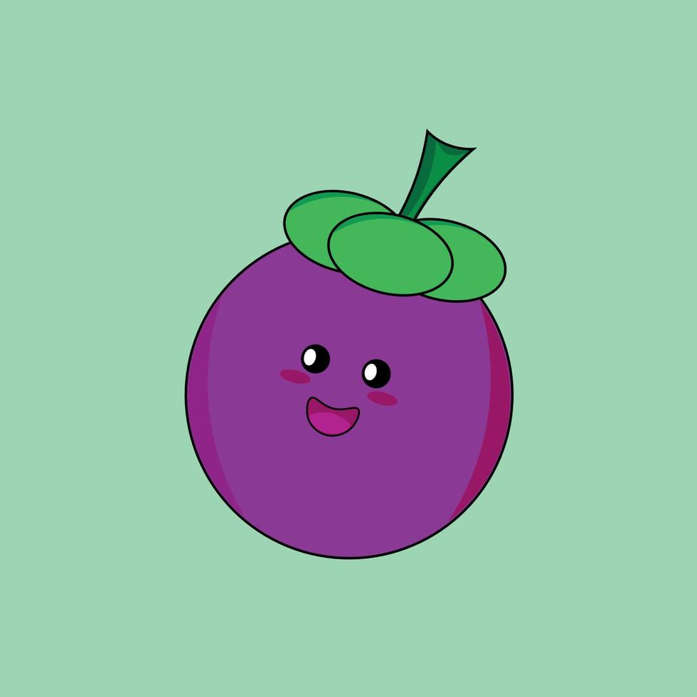 Fruit series vector, cute mangosteen fruit vector. Great for learning for kids as well as as icons. vector