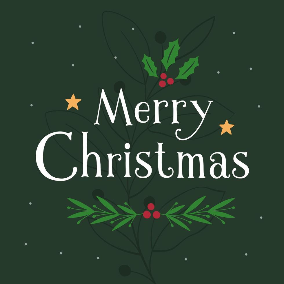 Merry christmas lettering text background. greeting card vector illustration