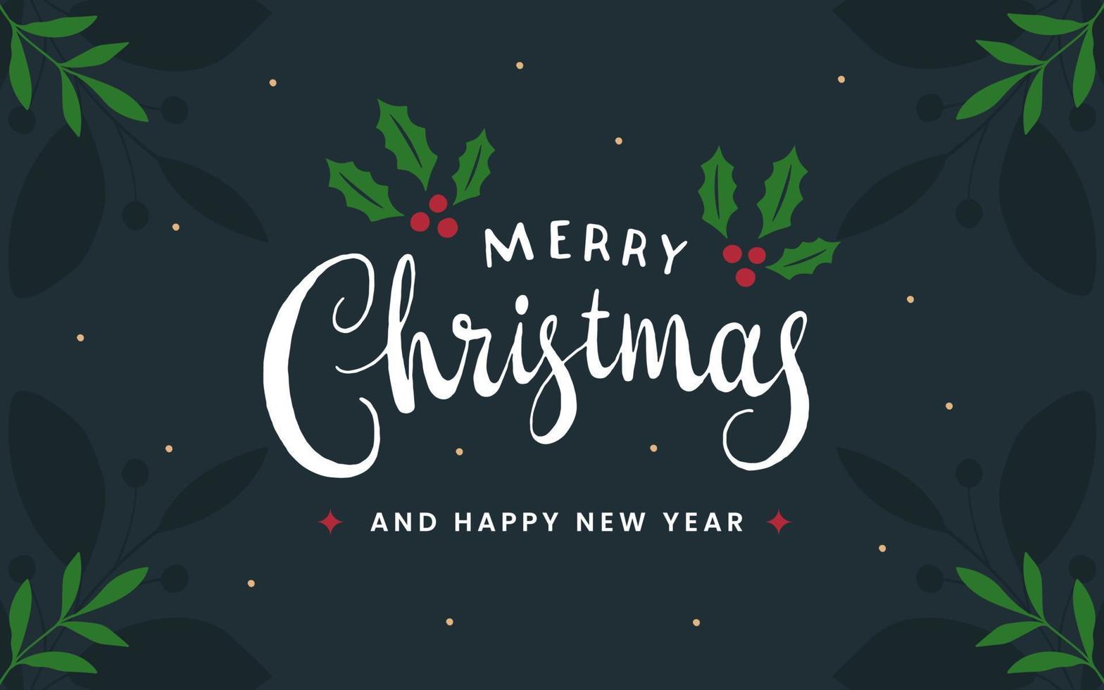 Merry christmas lettering text background. greeting card vector illustration