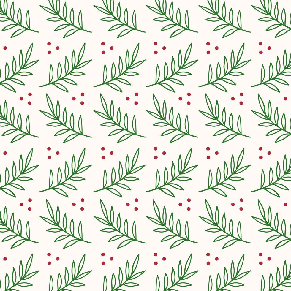 Christmas leaves seamless pattern. vector illustration