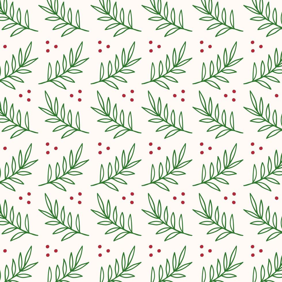 Christmas leaves seamless pattern. vector illustration