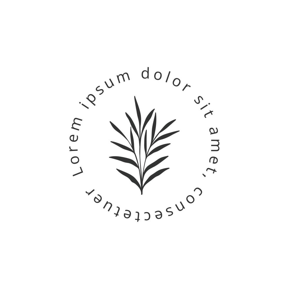 Minimalist feminine logo with hand drawn floral botanical logo template vector