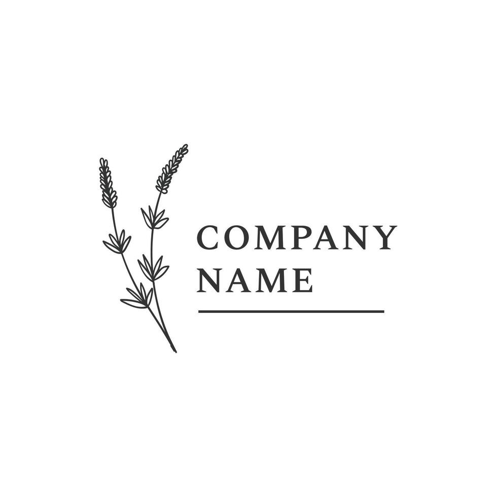 Minimalist feminine logo with hand drawn floral botanical logo template vector