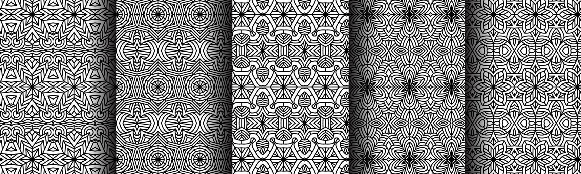 elegant ethnic black line collection bundle vector