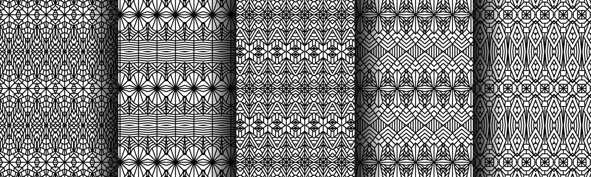 elegant ethnic black line collection bundle vector
