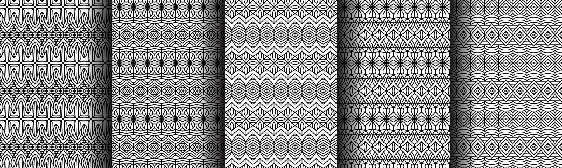 elegant ethnic black line collection bundle vector