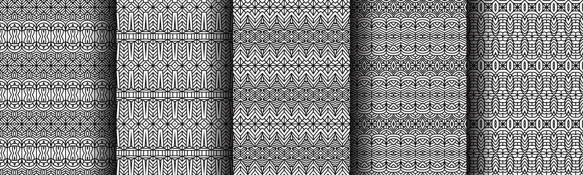 elegant ethnic black line collection bundle vector