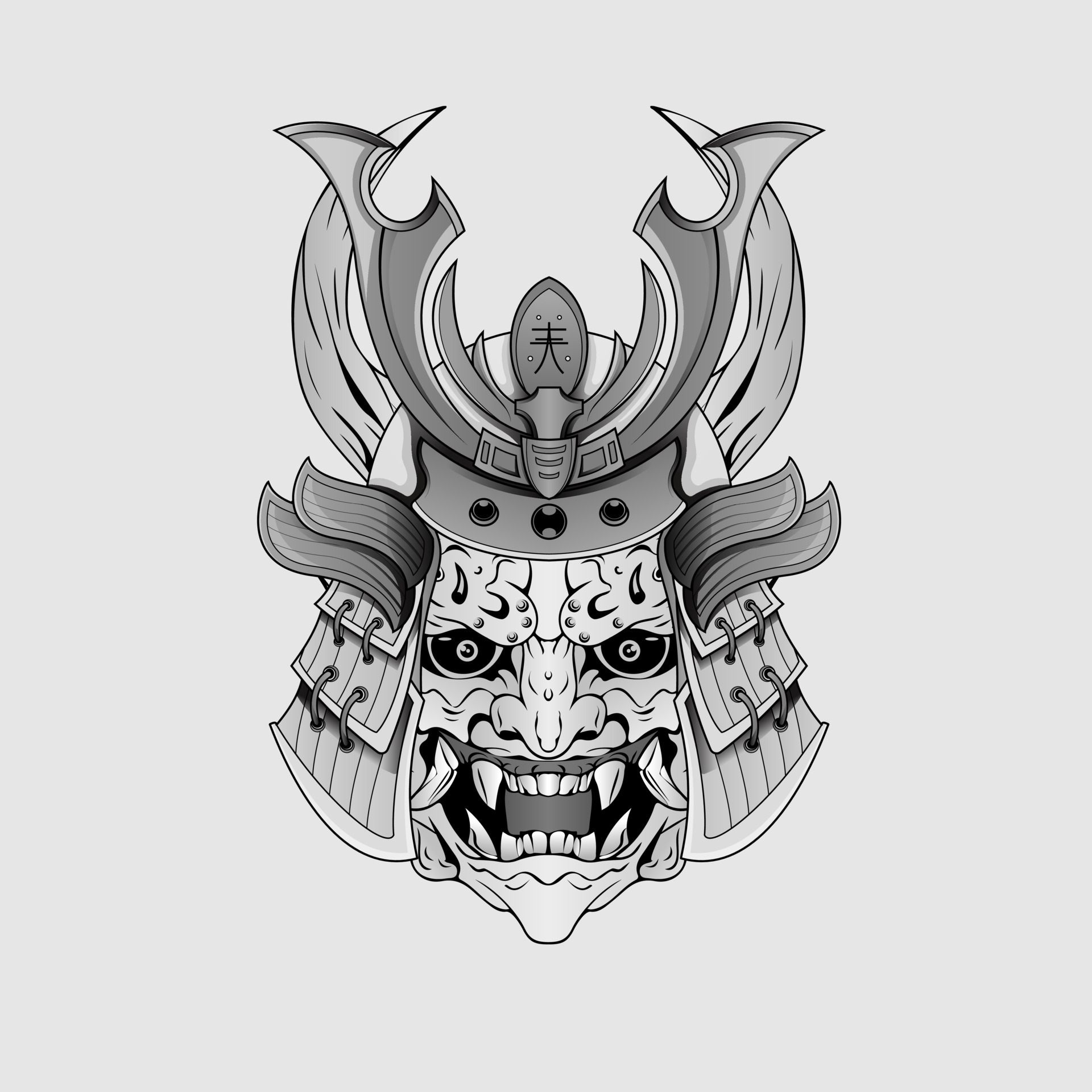 Black tattoos Samurai mask Oni Devil Japanese Traditional warrior helmet  illustration. Military and history concept for symbols and emblems  templates Suitable for tattoos 13703041 Vector Art at Vecteezy