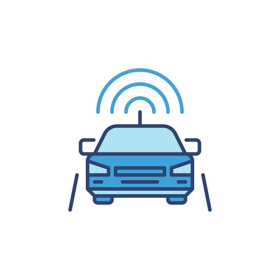 Autonomous Robotic Vehicle on Street vector concept blue icon