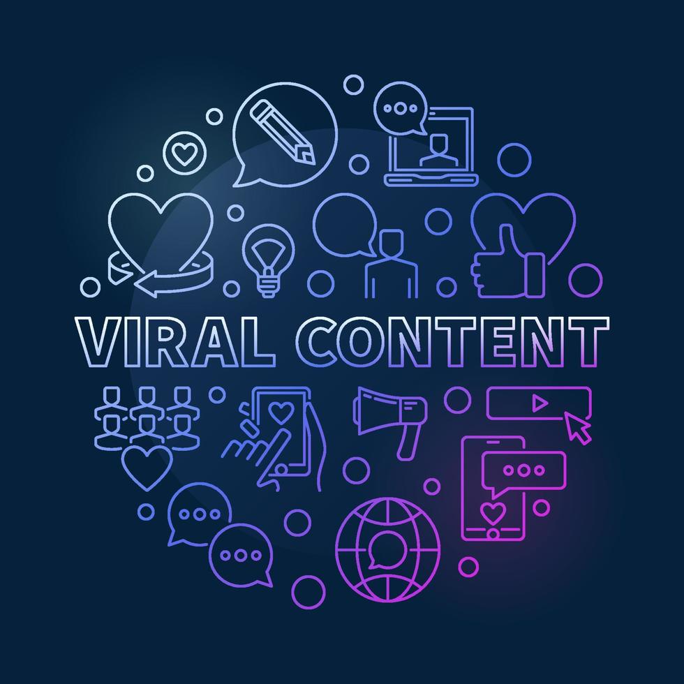 Viral Content vector circular colorful concept linear illustration