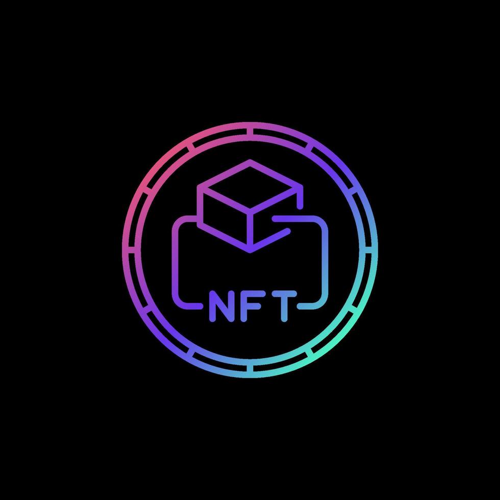 tecnología de token no fungible o concepto de vector nft icono de línea de color redondo