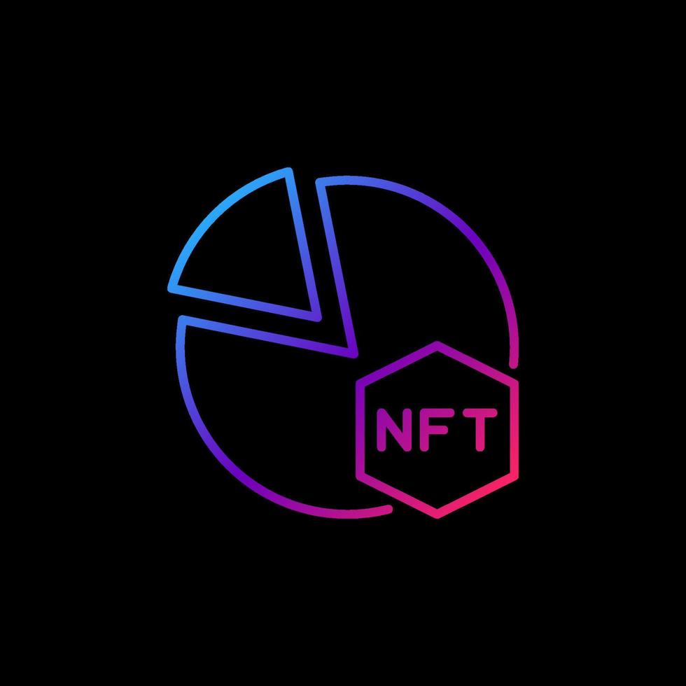 NFT Pie Chart outline colorful icon - Non-fungible Token Crypto Trading vector sign