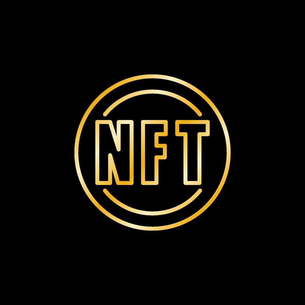 NFT Technology vector round outline golden icon. Cryptocurrency linear sign