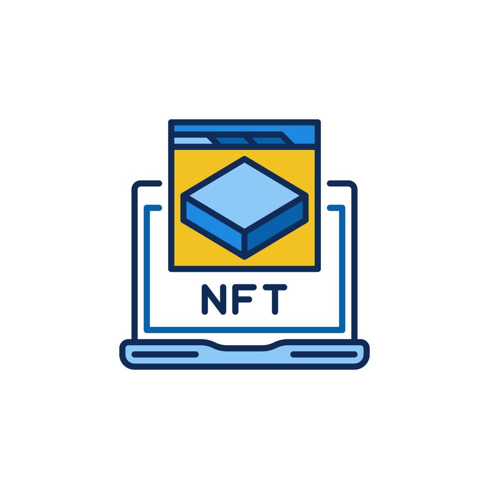 NFT on Laptop Screen colored icon. Non-fungible Token vector sign