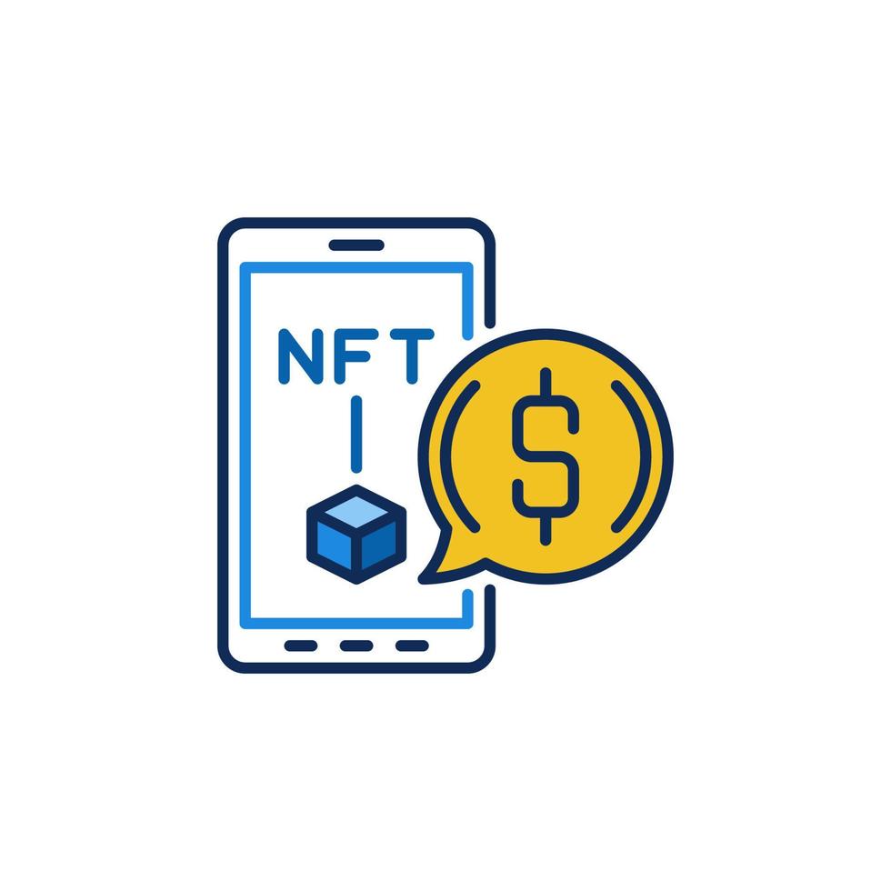 Smart-phone with NFT colored icon. Cryptocurrency  concept symbol vector