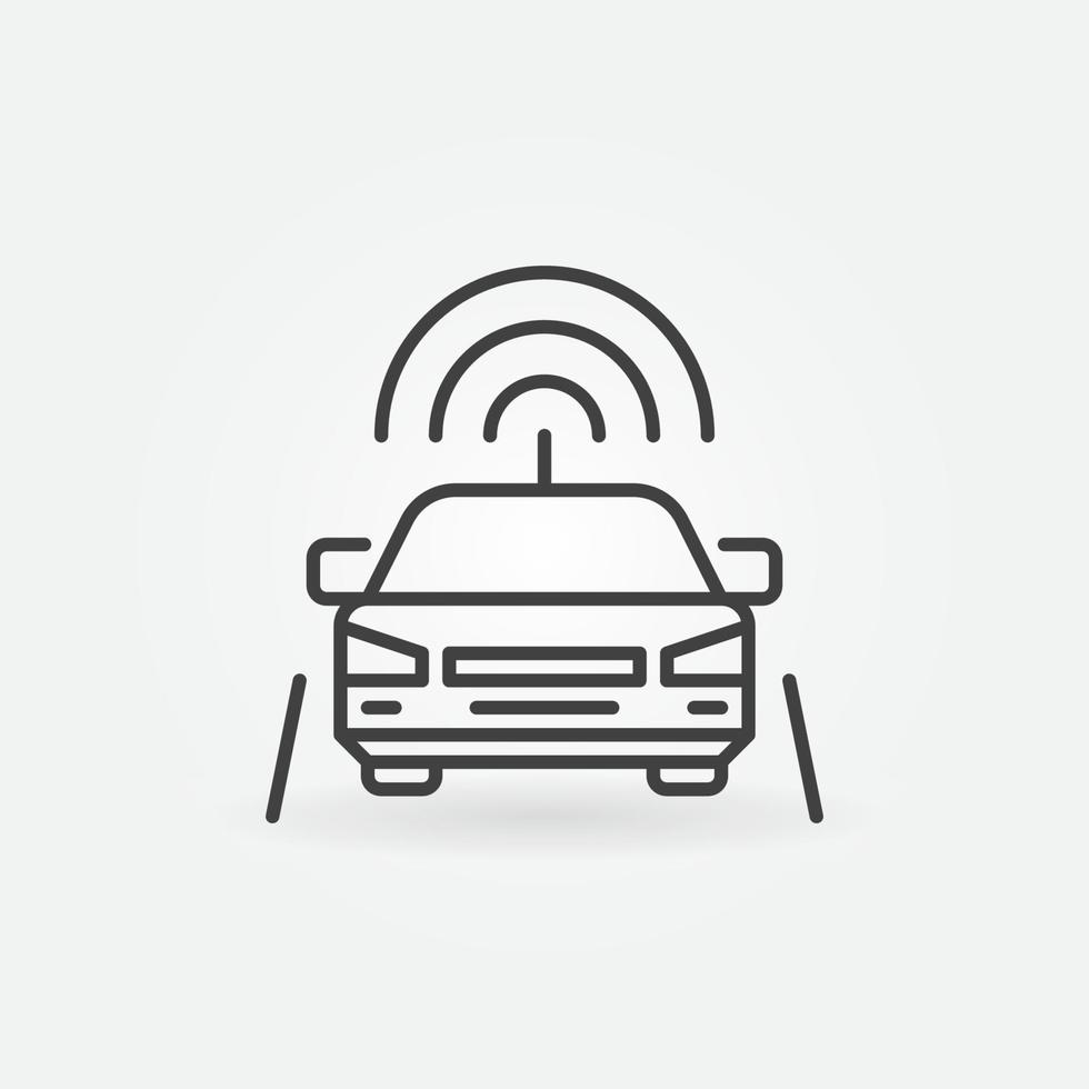 Autonomous Robotic Car on Highway linear vector concept icon