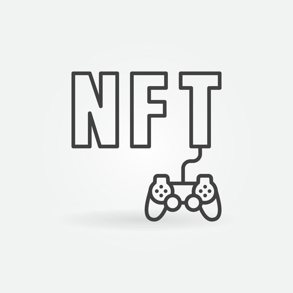 icono de esquema de juego nft. símbolo de vector de categoría de juegos de fichas no fungibles