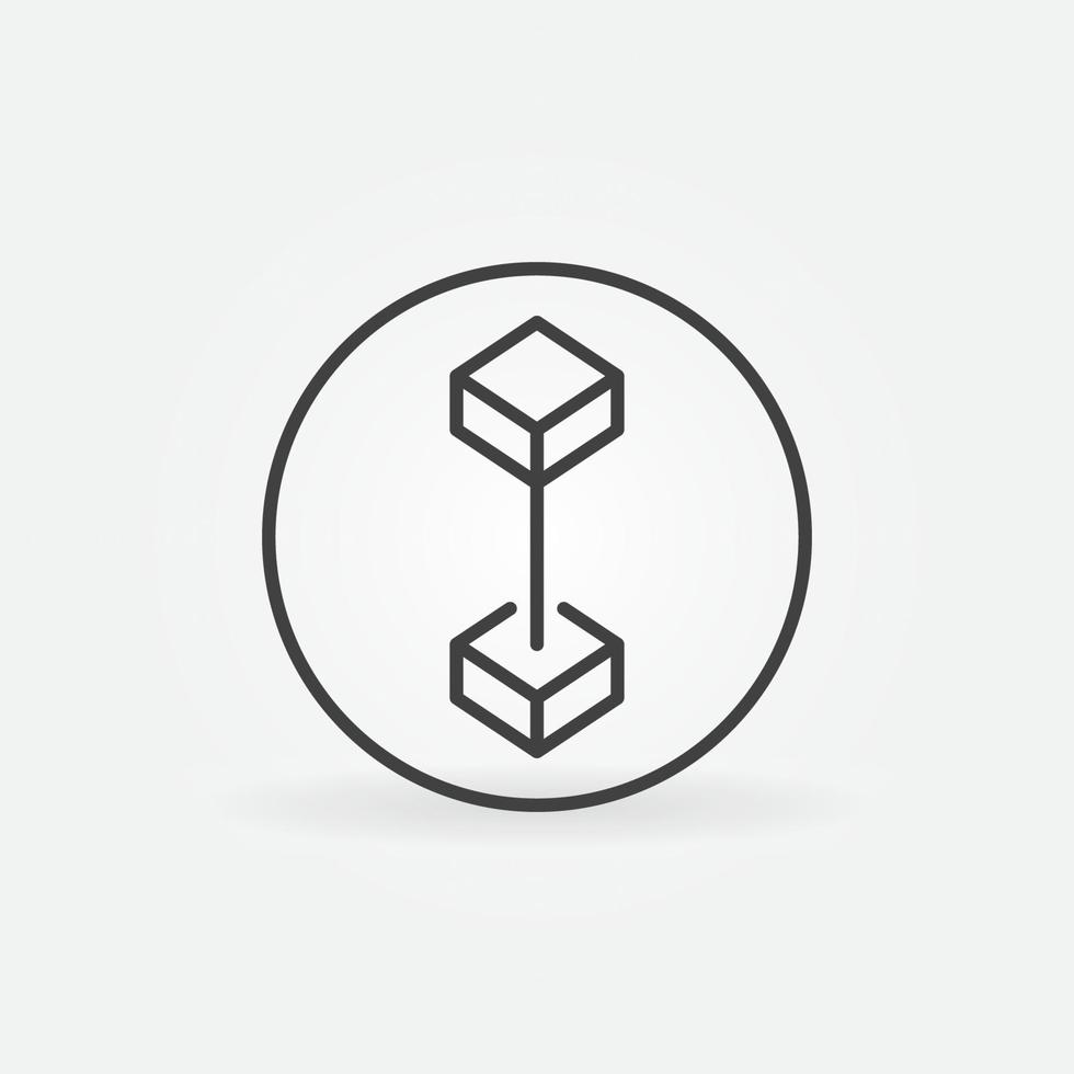 Pair of Blocks - Blockchain vector thin line round icon or symbol