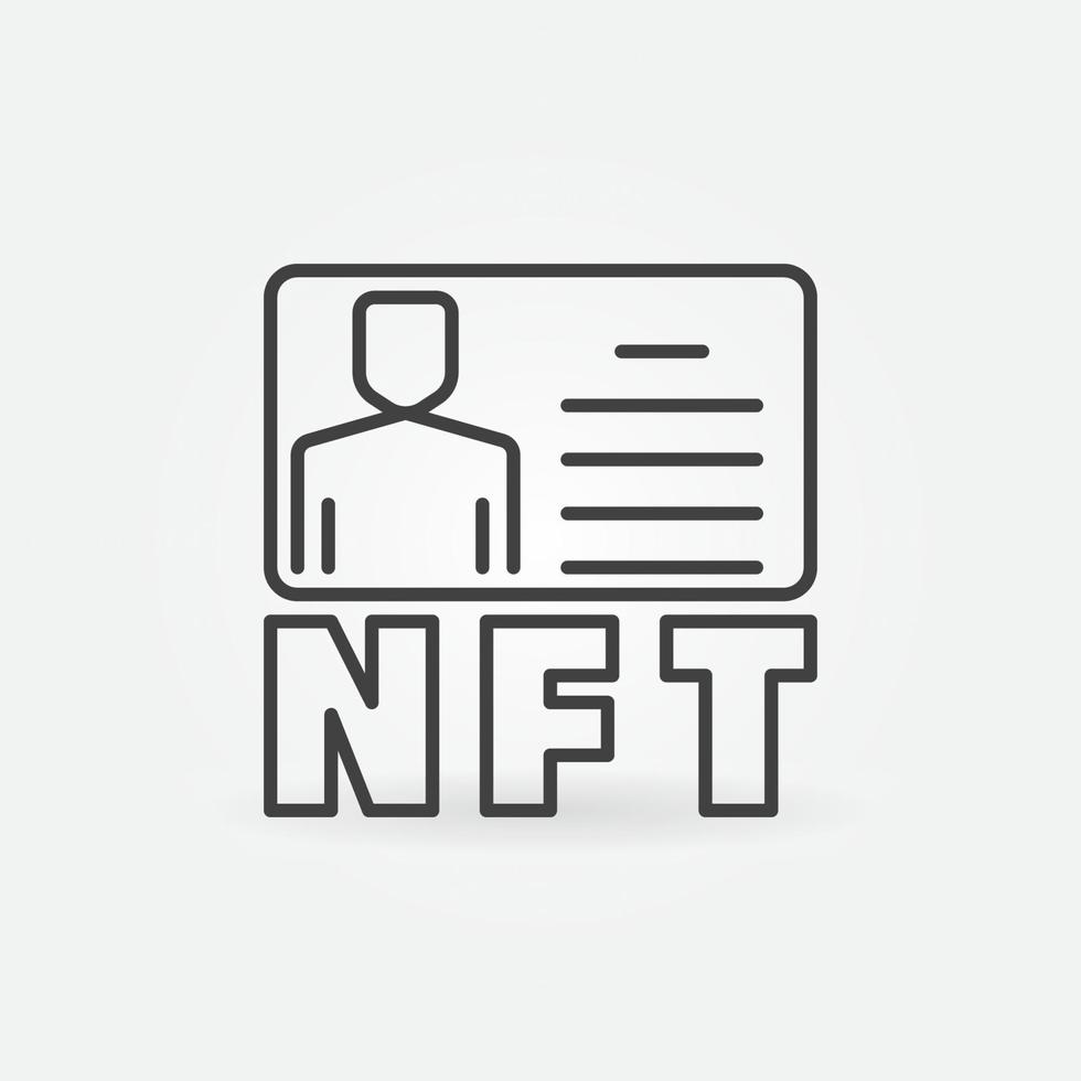 token no fungible nft icono de concepto de vector de identidad en estilo de línea delgada