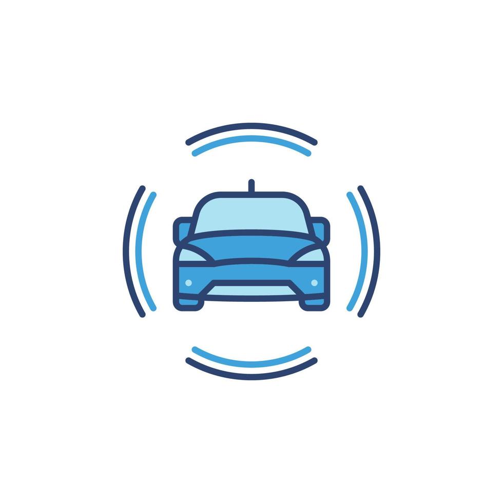 Autonomous Driverless Car vector concept blue icon