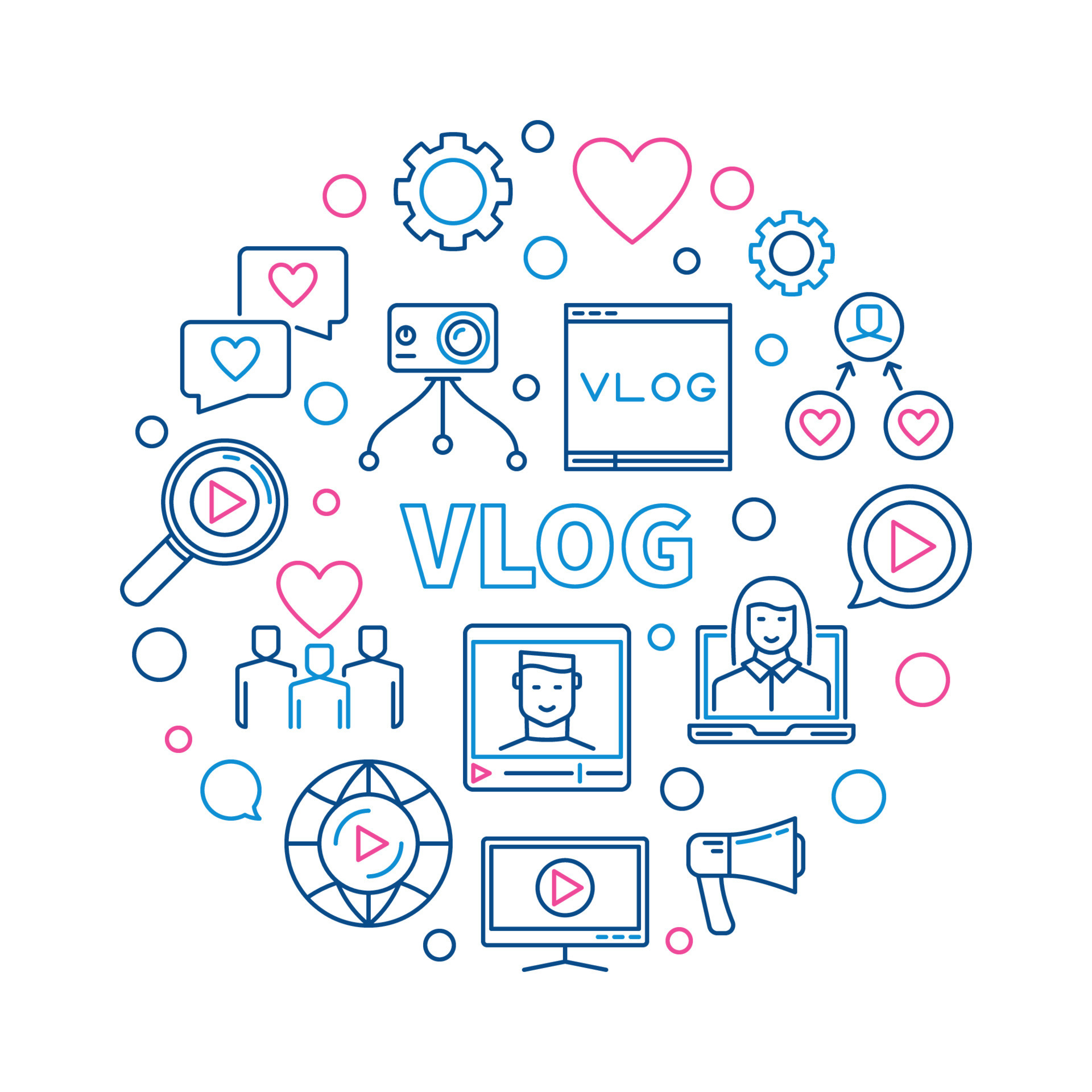 Vlog Vector Round Concept Creative Linear Illustration 13703158 Vector Vlog Vector Round Concept Creative Linear Illustration 13703158 Vector