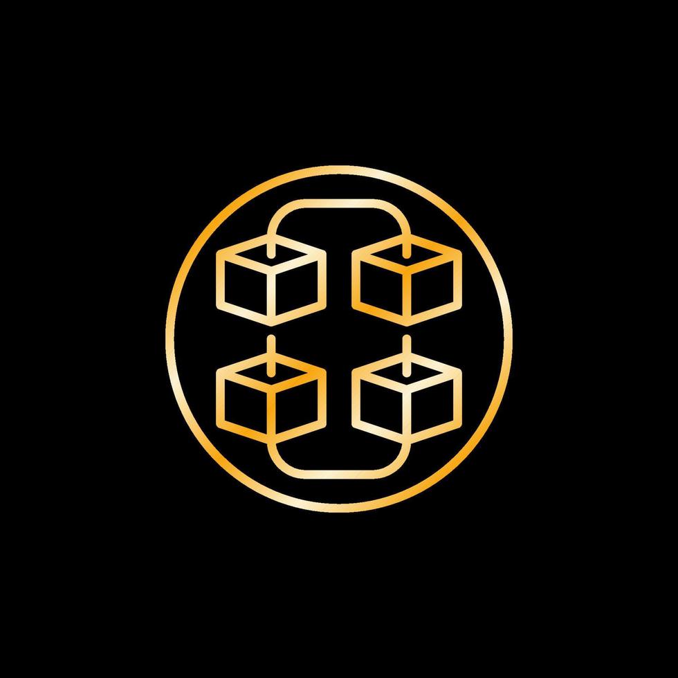 Blockchain in circle vector concept golden icon or symbol