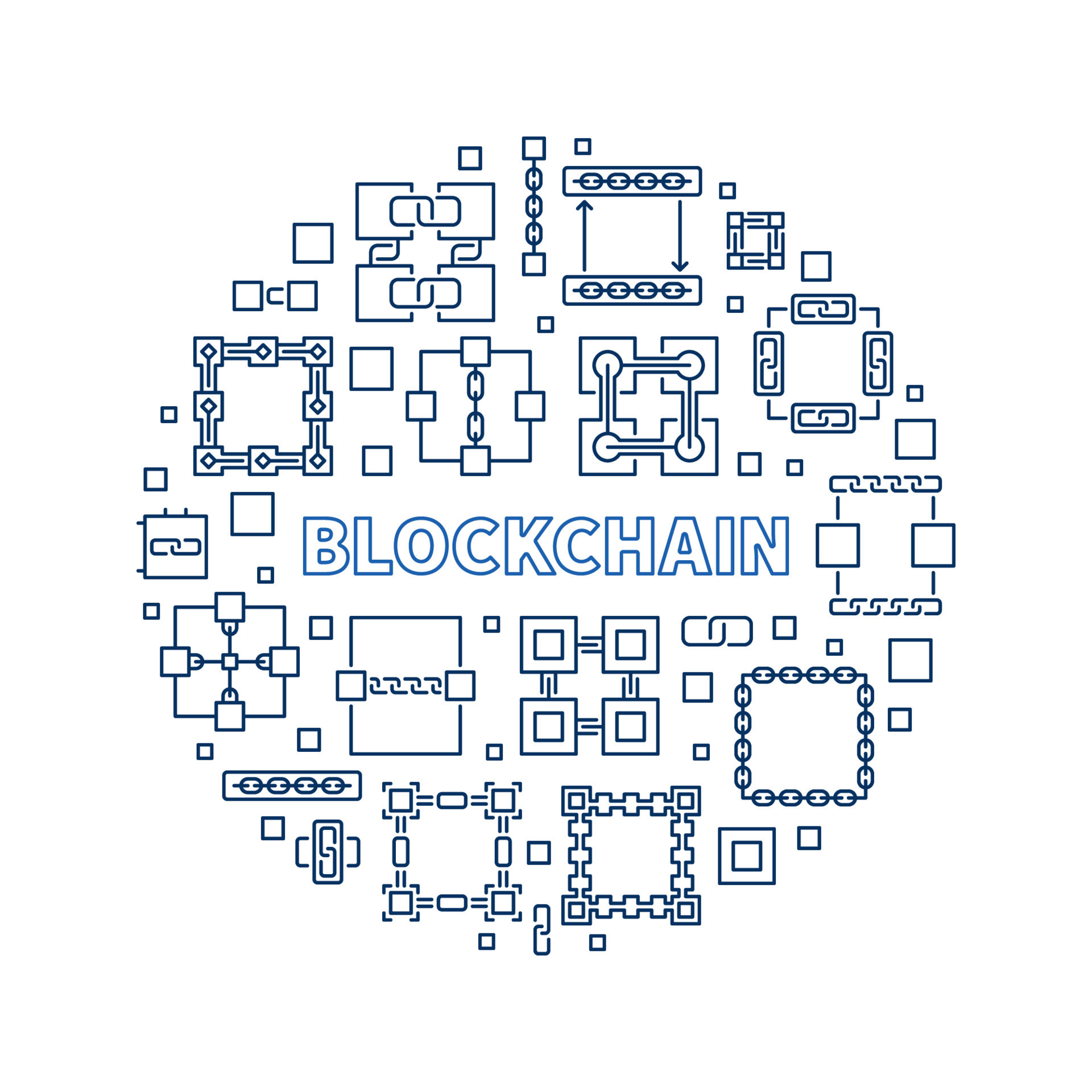Blockchain outline concept vector minimal round illustration 13703173 ...