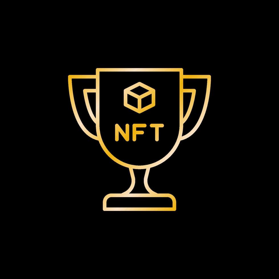 icono dorado del contorno de la copa del trofeo nft. símbolo de línea de copa vector