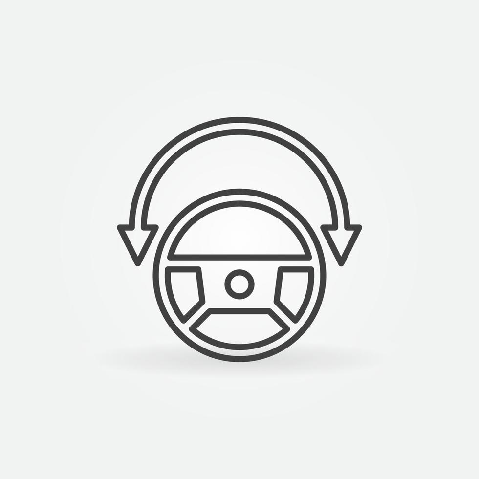 Arrow with Steering Wheel outline vector concept icon