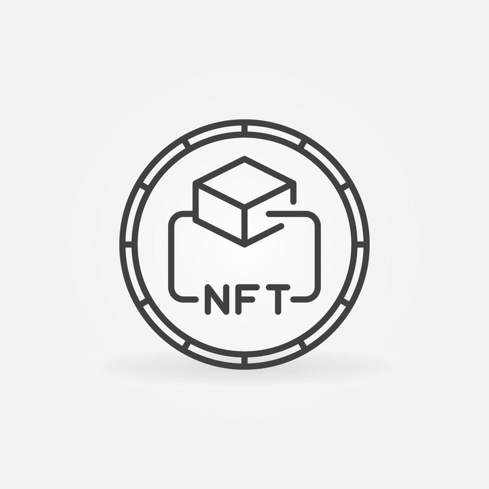 icono de línea redonda vectorial de tecnología de token no fungible. signo nft vector