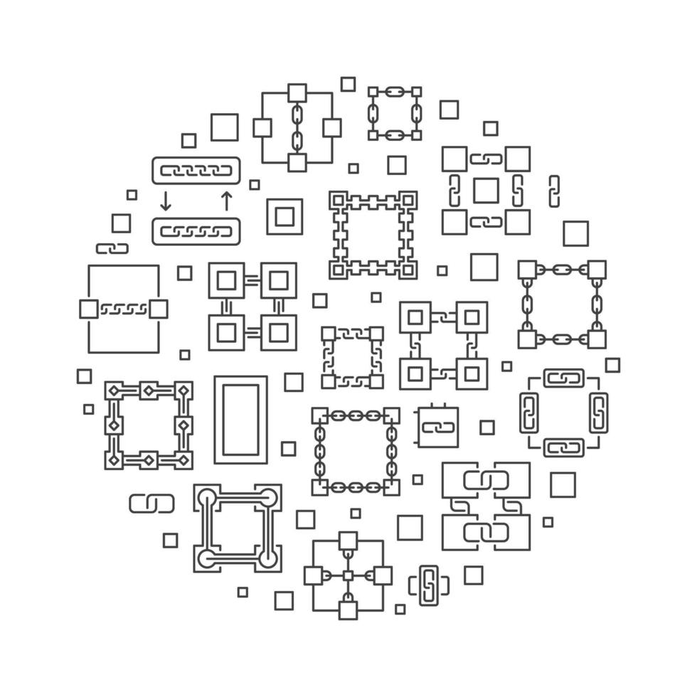 blockchain tecnología contorno vector ronda ilustración