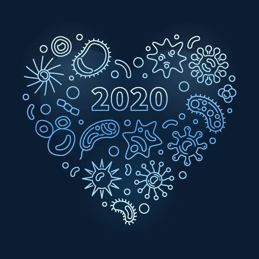 2020 pandemic vector outline blue Heart illustration